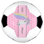 Roze Unicorn Rainbow Gepersonaliseerde meisjes Voetbal (Gedraaid)
