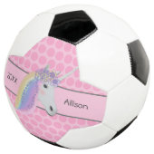Roze Unicorn Rainbow Gepersonaliseerde meisjes Voetbal (Drie kwart)