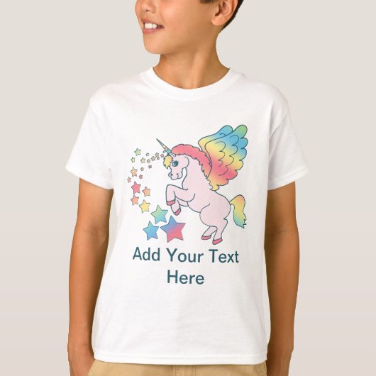 Roze Unicorn Rainbow Star T-shirt (Voorkant)