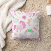 Roze Unicorn Rainbows Girly Magical Butterflies Kussen (Deken)