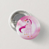 Roze unicorn ronde button 3,2 cm (Voorkant /achterkant)