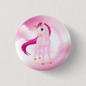 Roze unicorn ronde button 3,2 cm (Voorkant)