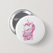Roze Unicorn Ronde Button 5,7 Cm (Voorkant /achterkant)