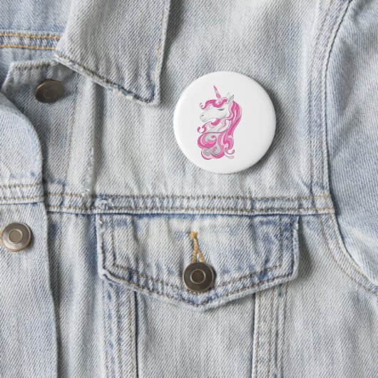 Roze Unicorn Ronde Button 5,7 Cm (In situ)