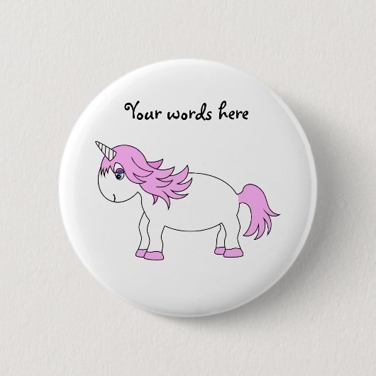 Roze unicorn ronde button 5,7 cm (Voorkant)