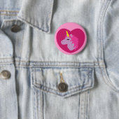 Roze Unicorn Ronde Button 5,7 Cm (In situ)
