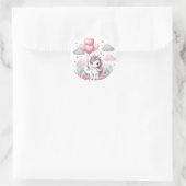 Roze Unicorn Ronde Sticker (Tas)