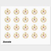 Roze unicorn ronde sticker (Vel)
