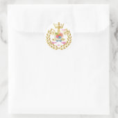 Roze unicorn ronde sticker (Tas)