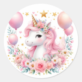 Roze Unicorn Ronde Sticker