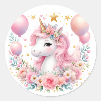 Roze Unicorn Ronde Sticker