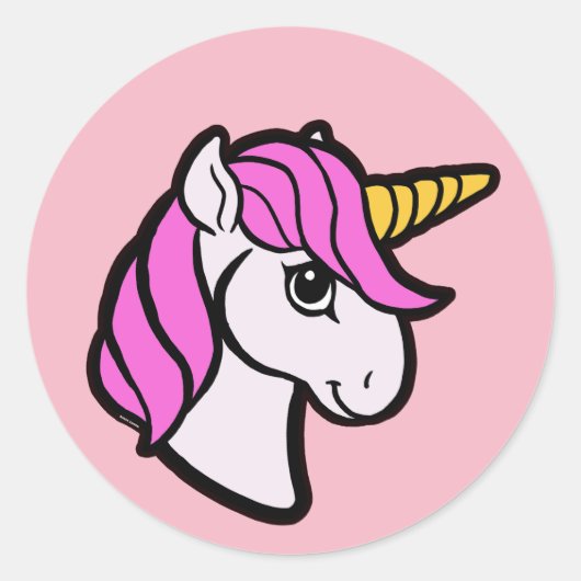 Roze Unicorn Ronde Sticker (Voorkant)