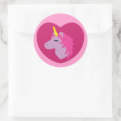 Roze Unicorn Ronde Sticker (Tas)