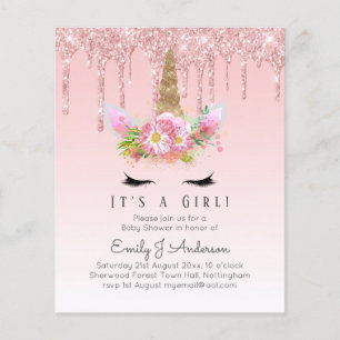 Roze Unicorn Roos Gold Driving Glitter Baby Girl