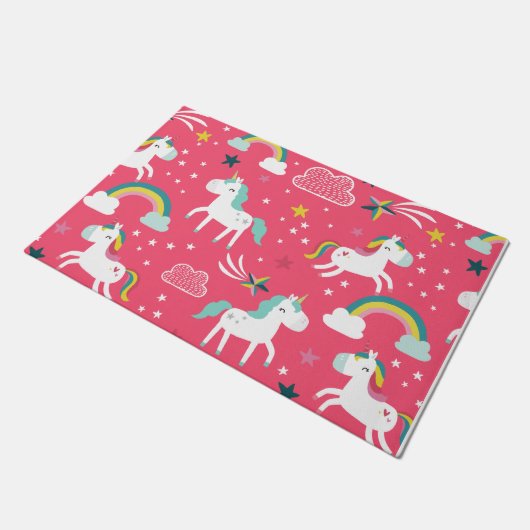 Roze Unicorn Rug Deurmat (Schuin)