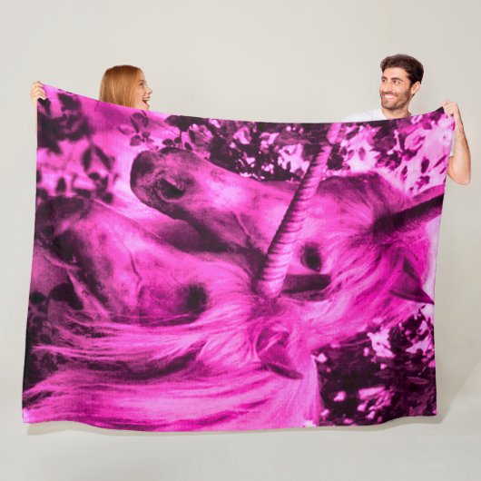 Roze Unicorn Satin Plush Fleece Deken (In situ)