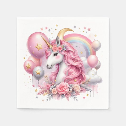 Roze Unicorn Servet (Voorkant)