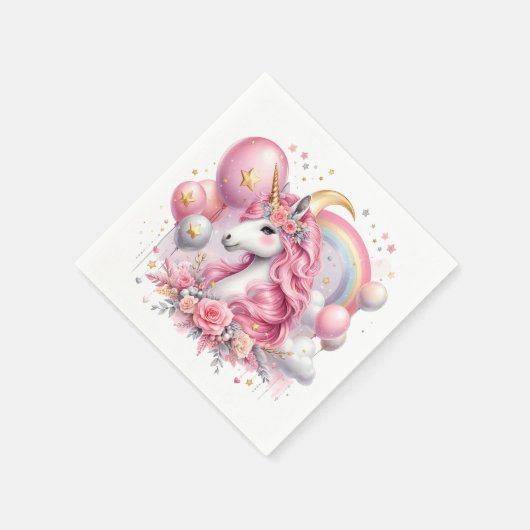 Roze Unicorn Servet (Hoek)