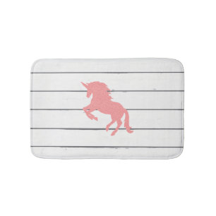 Roze Unicorn Shiplap Rustic Wood Bath Mat