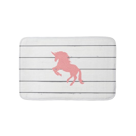 Roze Unicorn Shiplap Rustic Wood Bath Mat (Voorkant)