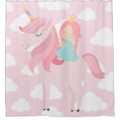 Roze Unicorn Shower Curtain Douchegordijn (Voorkant)
