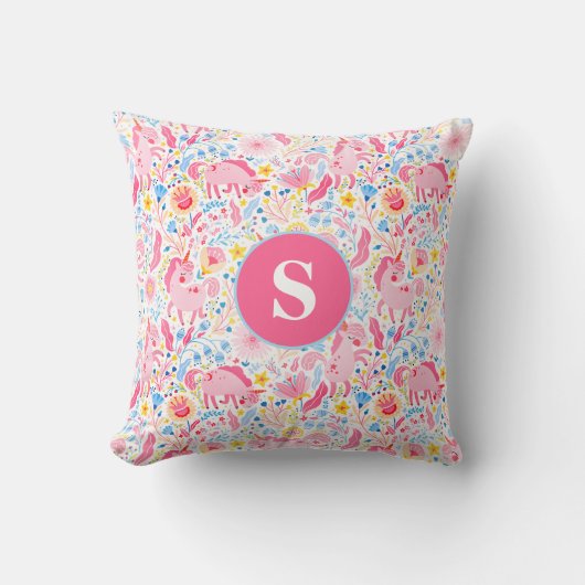 Roze Unicorn Sierkussen (Voorkant)