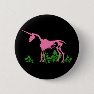 Roze Unicorn Skeleton Ronde Button 5,7 Cm