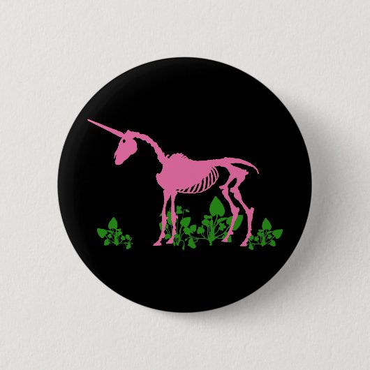 Roze Unicorn Skeleton Ronde Button 5,7 Cm (Voorkant)