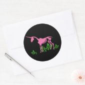 Roze Unicorn Skeleton Ronde Sticker (Envelop)