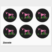 Roze Unicorn Skeleton Ronde Sticker (Vel)