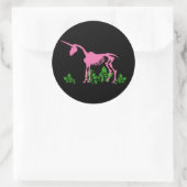 Roze Unicorn Skeleton Ronde Sticker (Tas)