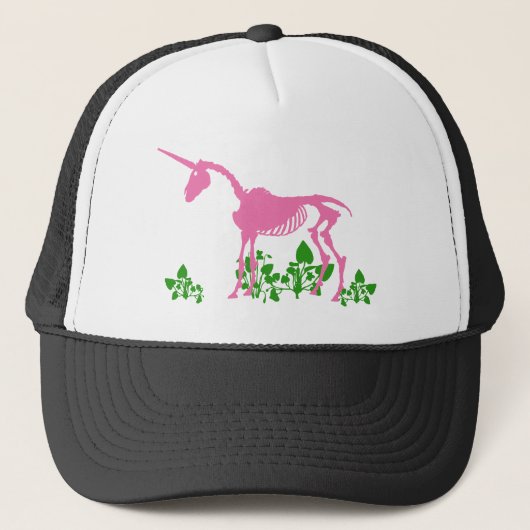Roze Unicorn Skeleton Trucker Pet (Voorkant)