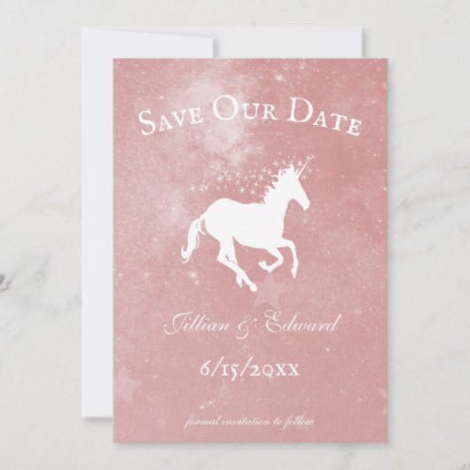 Roze Unicorn slaat de datum op Aankondiging (Voorkant)