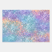 Roze Unicorn Sparkle Paars Aqua Glitter Confetti  Inpakpapier Vel (Voorkant)