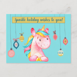 Roze Unicorn Sparkle Wish Briefkaart