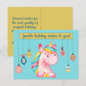 Roze Unicorn Sparkle Wish Briefkaart (Voorkant / Achterkant)