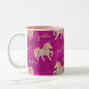 Roze Unicorn Sparkles Tweekleurige Koffiemok