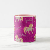 Roze Unicorn Sparkles Tweekleurige Koffiemok (Center)