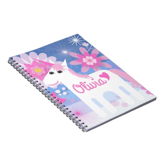   Roze Unicorn Spiral Notitieblok Notitieboek (Rechterzijde)