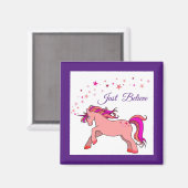 Roze Unicorn Square Magnet (Voorkant / Achterkant)
