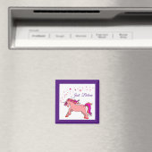 Roze Unicorn Square Magnet (Insitu (Vaatwasser))