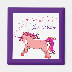 Roze Unicorn Square Magnet