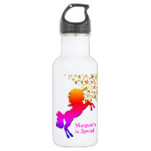 Roze UNICORN Stars gepersonaliseerd Waterfles (Voorkant)