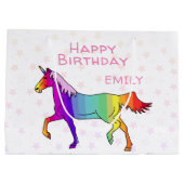 Roze Unicorn Stars Girl Birthday Groot Cadeauzakje (Achterkant)