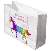 Roze Unicorn Stars Girl Birthday Groot Cadeauzakje (Voorkant Gekanteld)