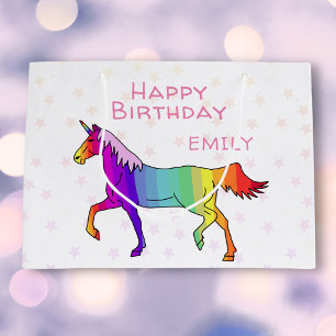 Roze Unicorn Stars Girl Birthday Groot Cadeauzakje