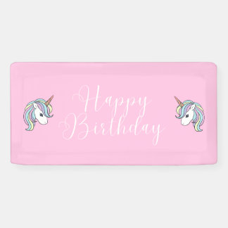 Roze Unicorn Thema Birthday Party Banner