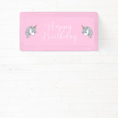 Roze Unicorn Thema Birthday Party Banner (Insitu)