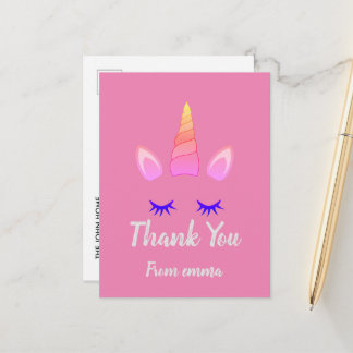 Roze Unicorn Theme Birthday Briefkaart