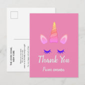 Roze Unicorn Theme Birthday Briefkaart (Voorkant / Achterkant)